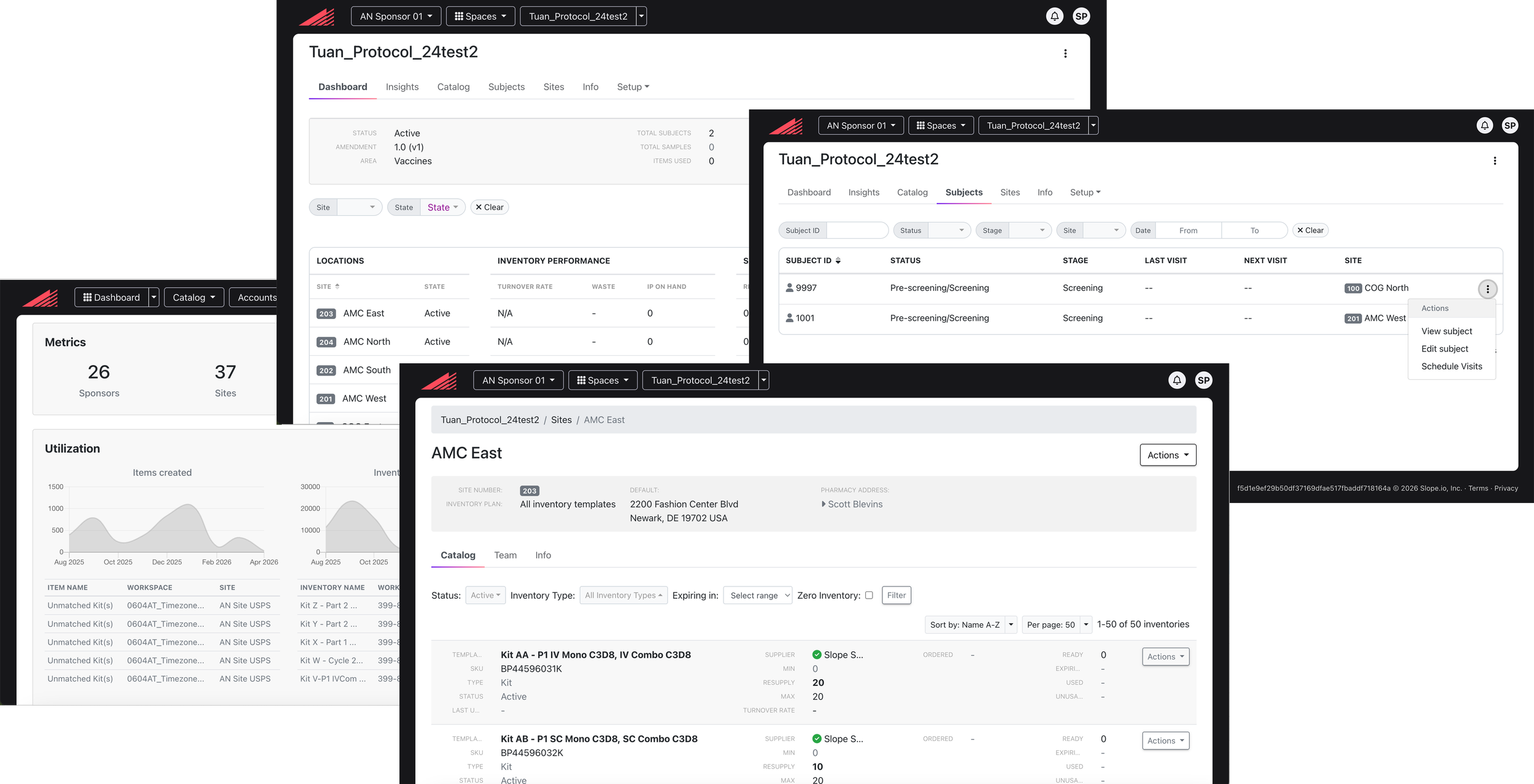 Existing Biospecimen 360 product screens